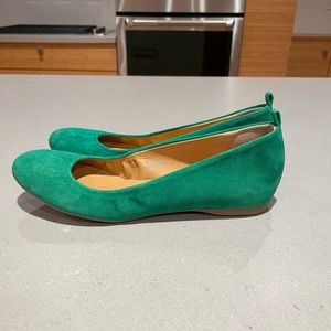 J. Crew Cece Suede Ballet Flats Oasis Green 5.5 M